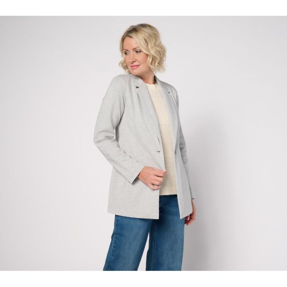 SUNNYLiFE Women's Plus Sz Jacket 3X Femi Ponte Blazer Medium Grey Heather